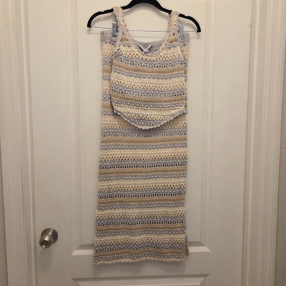 Jessica simpson knit crochet crop top and maxi skirt set ensemble size M Medium - Picture 1 of 11